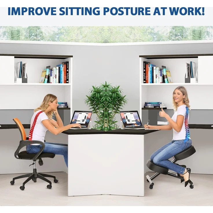 Himimi Ergonomischer Kniestuhl - Kunstleder - Dicke Bequeme Schaumstoffpolster - Bremsrollen, Verstellbarer Hocker für Heim & Büro – Bild 8