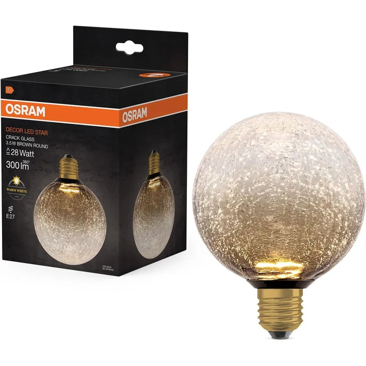 OSRAM DECOR LED LAMP IN CRACKED GLASS IN CRACKED GLASS ROUND BROWN