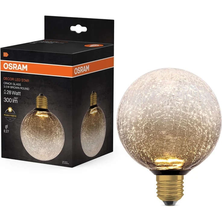 OSRAM DECOR LED LAMP IN CRACKED GLASS IN CRACKED GLASS ROUND BROWN