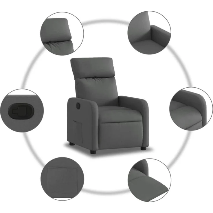 vidaXL Relaxsessel Dunkelgrau Stoff 374166 – Bild 3