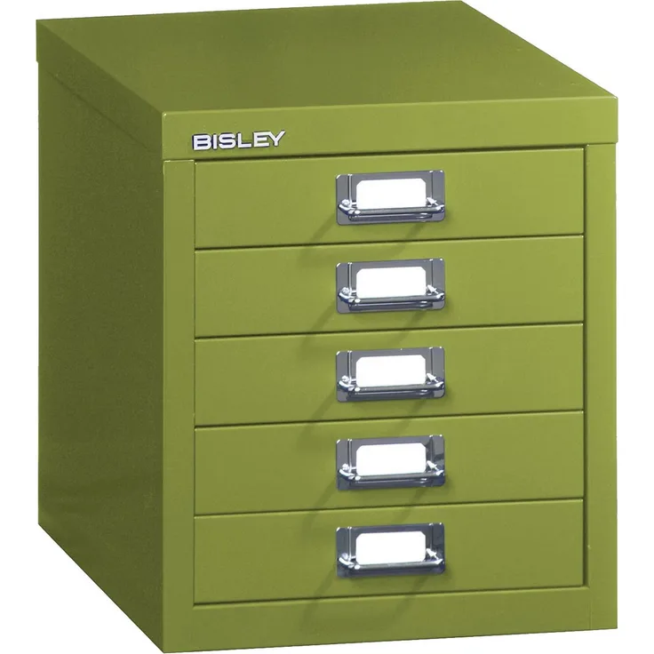 Bisley Schubladenschrank aus Metall für DIN A4 in grün Schrank mit 5 Schubladen Büroschrank Werkzeugschrank, L125-604