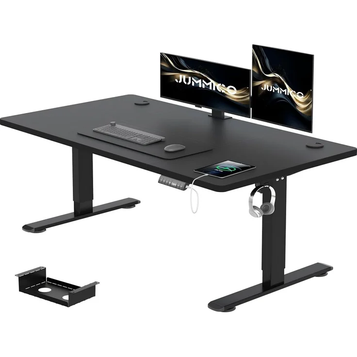 JUMMICO Schreibtisch höhenverstellbar mit 4 Memory-Funktionen, Schwarz, 120x80 cm – Bild 1