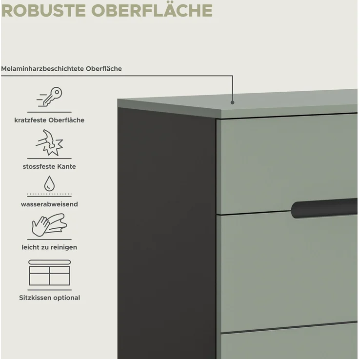 Garderobenkombination (B/H/T: 215x190x37 cm) in Smoke Green Nachbildung – Bild 11