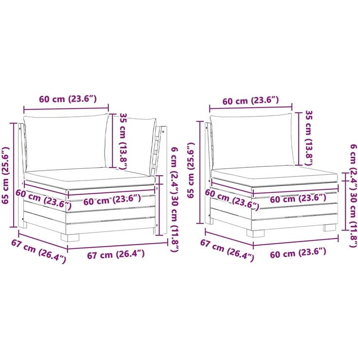 vidaXL Garten-Lounge-Set 2 stk. 2-Sitzer Massivholz Akazie 42022432 – Bild 9