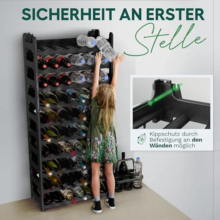 Novaliv Schwarzes, Modulares Flaschenregal für 144 Weinflaschen - Stapelbar, Erweiterbar, Robust - Ideal für Weinlagerung in Keller, Gastronomie & Zuhause, Getränkeschrank, Weinregal stapelbar – Bild 6
