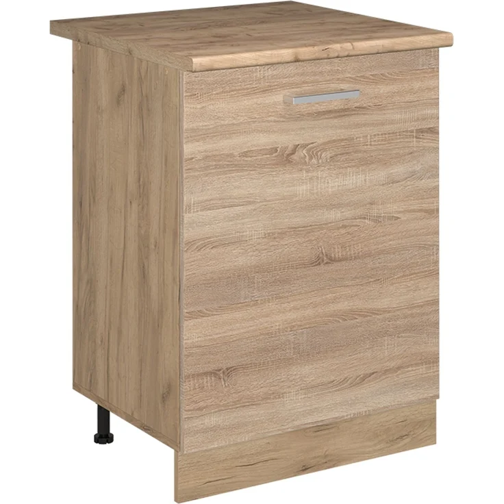 Küchenunterschrank R-Line Sonoma/Goldkraft Eiche 60 cm mit 1 Tür Arbeitsplatte Goldkraft Eiche Vicco – Bild 1
