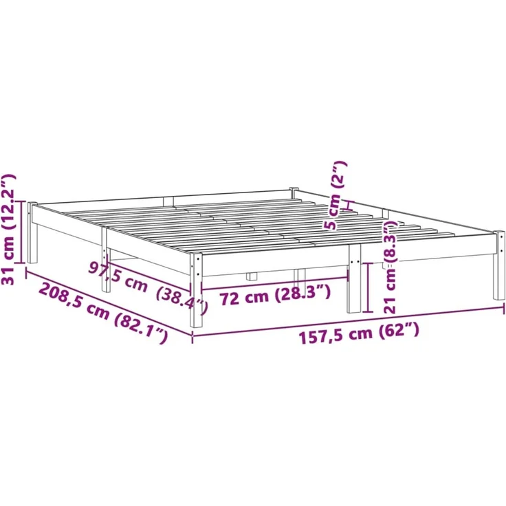 vidaXL Massivholzbett ohne Matratze 193x203 cm Kiefer 822460 – Bild 9
