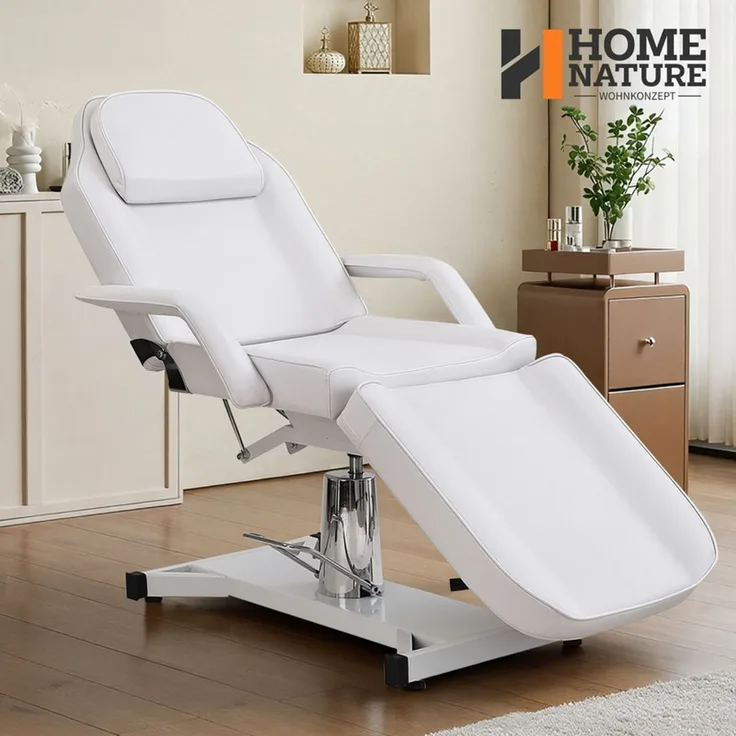 HOME NATURE WOHNKONZEPT Kosmetikliege hydraulisch, klappbare 3-Zonen Massageliege, Tattoo Liege 182x81x64 cm, Weiß