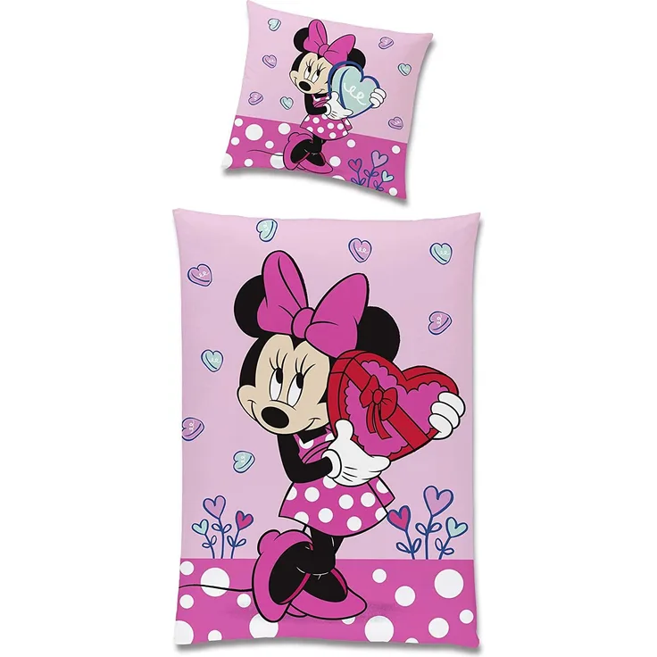 Minnie Mouse Herz Bettwäsche Biber / Flanell 135x200