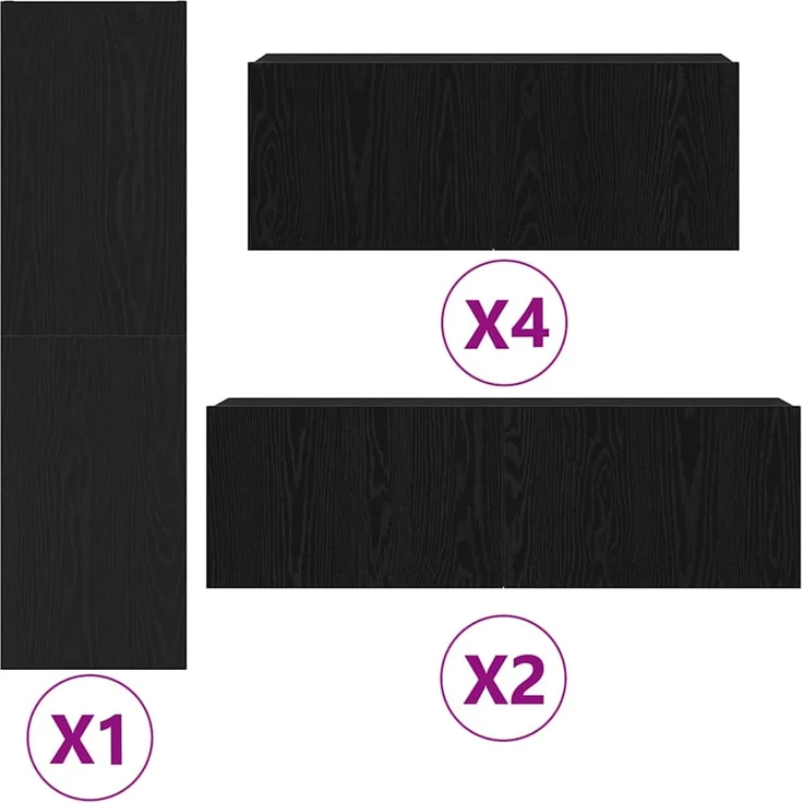 vidaXL TV-Schrankset 9 pcs Schwarz Eichen-Optik Holzwerkstoff 3333058 – Bild 4