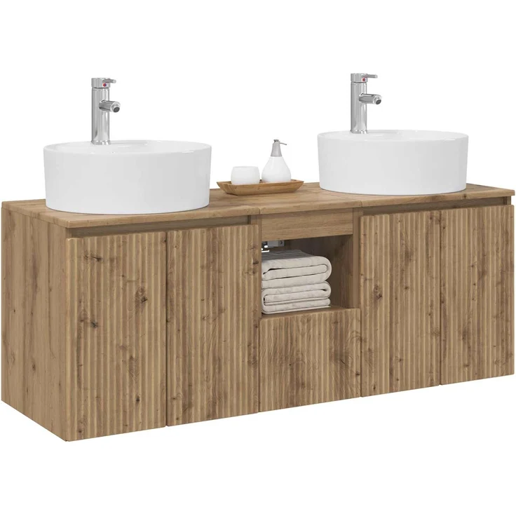 vidaXL Wandmontiertes Badezimmerschrank-Set 3 stk. Artisan-Eiche 3405686 – Bild 3