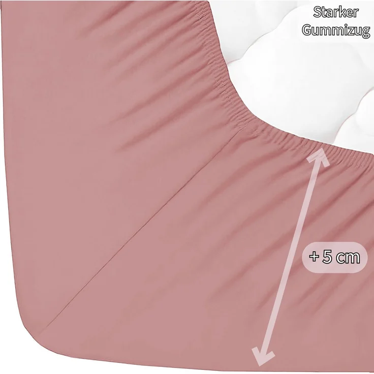 Jersey Spannbettlaken Baumwolle 90x200+30 cm, diverse Farben Altrosa – Bild 4