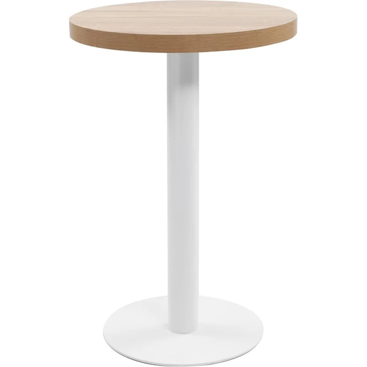 Bistrotisch FLORI rund Hellbraun/Weiß 50 cm MDF | Esstisch kleiner Tisch Cafe Gartentisch Balkontisch Outdoortisch – Bild 1