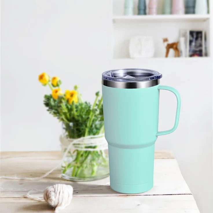 Livole 600ml Thermobecher Vakuum Kaffeebecher Thermo Edelstahl Strohhalm Deckel – Bild 2