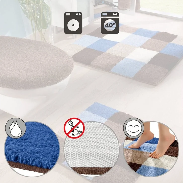 Erwin Müller Badematte Duschvorlage "Kreta" halbrund, Höhe 20 mm, halbrund, Karo/Grafik – Bild 4