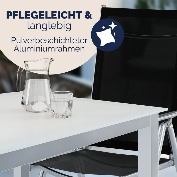 CASARIA® Aluminium Sitzgruppe Bern 8+1 Verstellbare Hochlehner Silber – Bild 5
