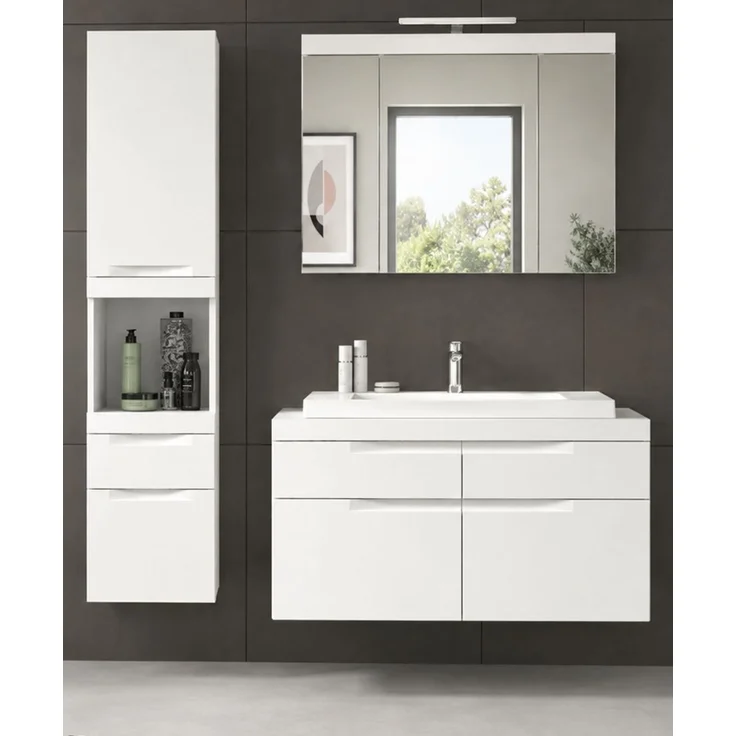 Badmöbel Set mit Waschbecken Gusto in weiß matt 4-teilig 153 cm – Bild 2