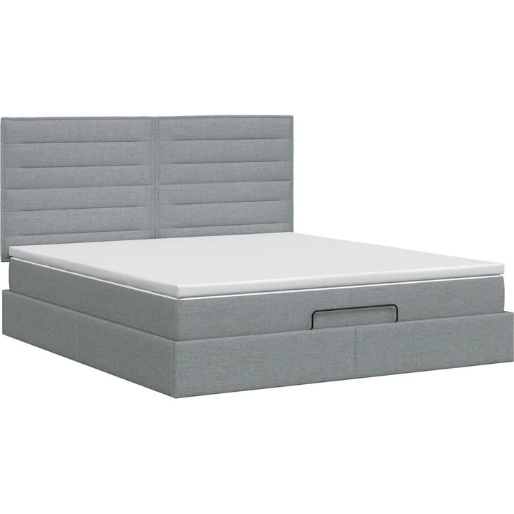 vidaXL Ottoman Bett mit Matratze Hellgrau 180 x 200 cm Stoff 3457425 – Bild 5