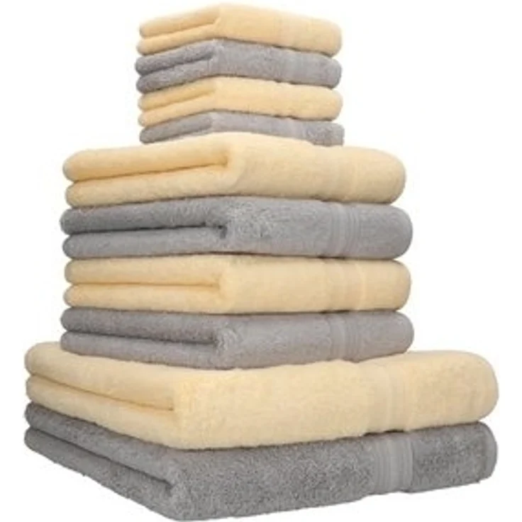 Betz Handtuch Set 10 TLG. Handtuch Set GOLD Farbe beige & Silbergrau, 100% Baumwolle (Set, 10-St), 2 Duschtücher 4 Handtücher 4 Seiftücher – Bild 6