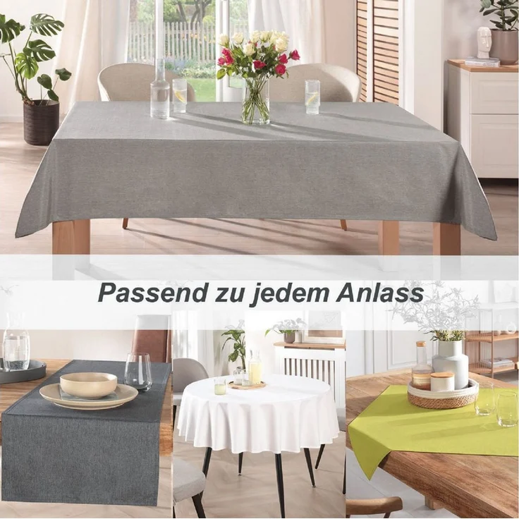Delindo Lifestyle Tischdecke WIEN HOME abwaschbar (1-tlg), Leinenstruktur mit Fleckschutz aus recycelten Polyesterfasern – Bild 2