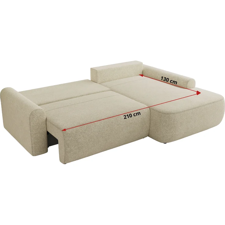 Ecksofa, L-förmiges, lose Kissen, DL-Schlaffunktion, (H 100 x T 187 x B 273 cm) - CUBO L - Struktur Creme - linke Seite – Bild 7