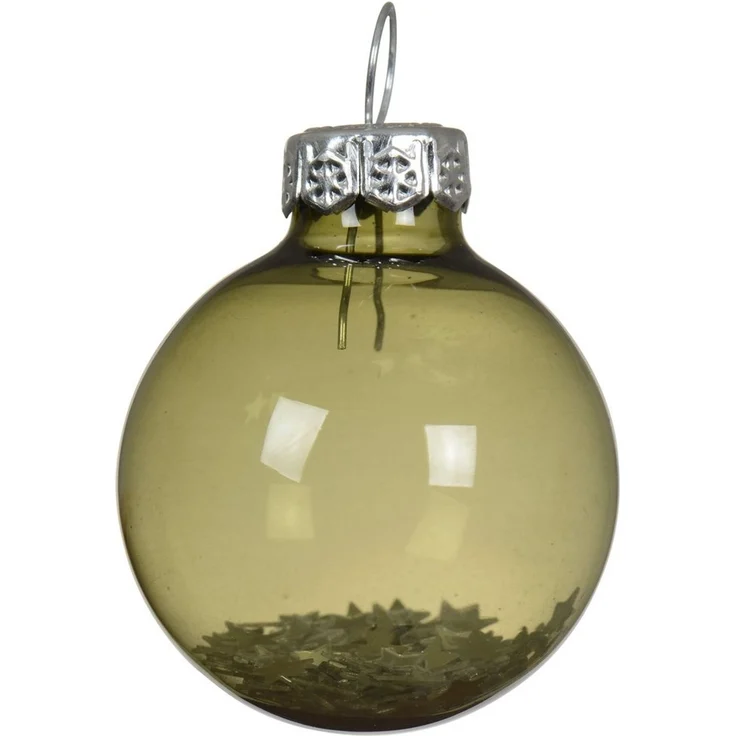 Kaemingk Weihnachtsbaumkugel, Weihnachtskugeln Glas 3cm mit Sternfüllung 9 Stk Rosmarin transparent – Bild 3