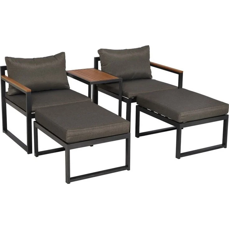 MERXX Gartenlounge-Set Lindos, (Set, 11-tlg), inkl. 2 Sessel, 2 Hocker, 2 Rückenkissen, 4 Sitzkissen, 1 Tisch – Bild 4