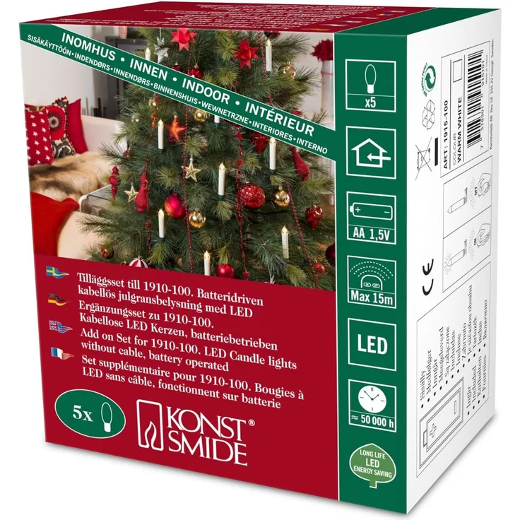 Konstsmide 1915-100 LED-Weihnachtsbeleuchtung für innen warmweiß weiß 5 Stück
