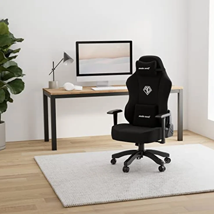 Anda Seat Phantom 3 Stoff Gaming Stuhl für Erwachsene – Ergonomisch PC Stuhl mit verstellbaren 2D Armlehnen, Kopfstütze & Lendenkissen, Bequemer Design, Belastbarkeit bis 90 kg, Schwarz – Bild 3