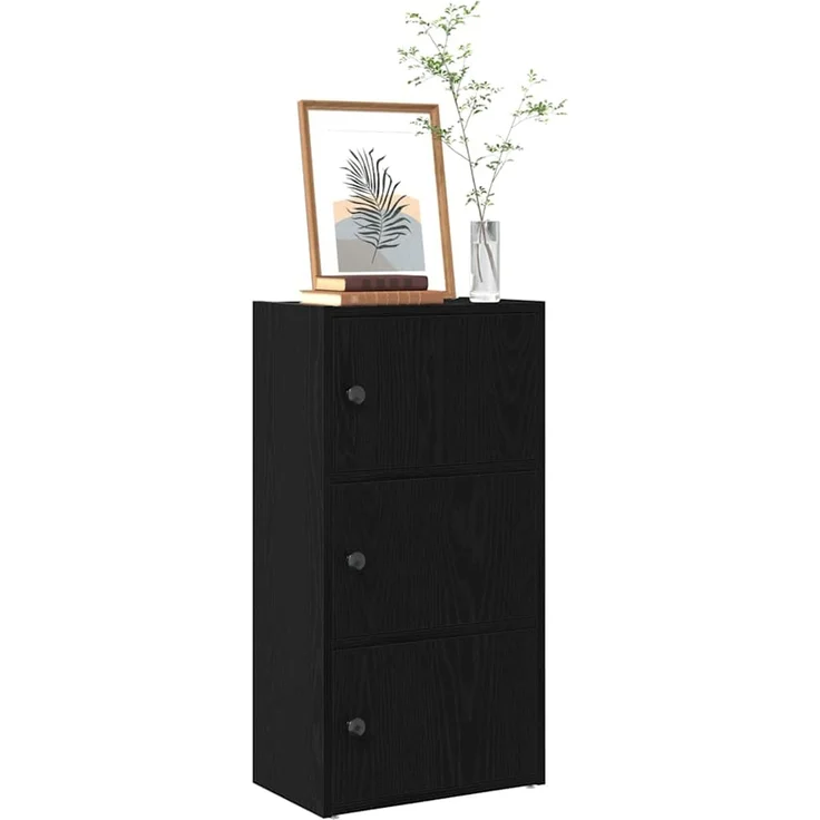 vidaXL Bücherregal Schwarz Eichen-Optik 40x24x77 cm Holzwerkstoff 860365 – Bild 1