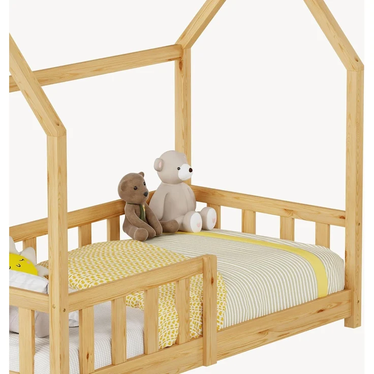 Hausbett Hesel mit Rausfallschutz 70x140 cm Natur [en. casa] – Bild 8