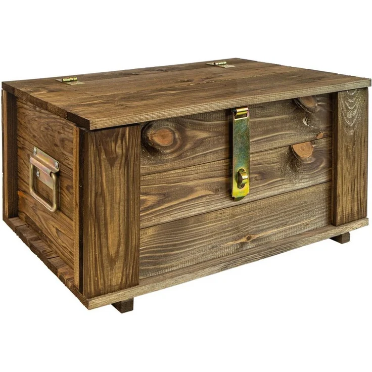 Kistenkolli Altes Land Allzweckkiste Truhe Hugo braun mit Deckel 50 x 36 x 26cm (Spar-Set) – Bild 3