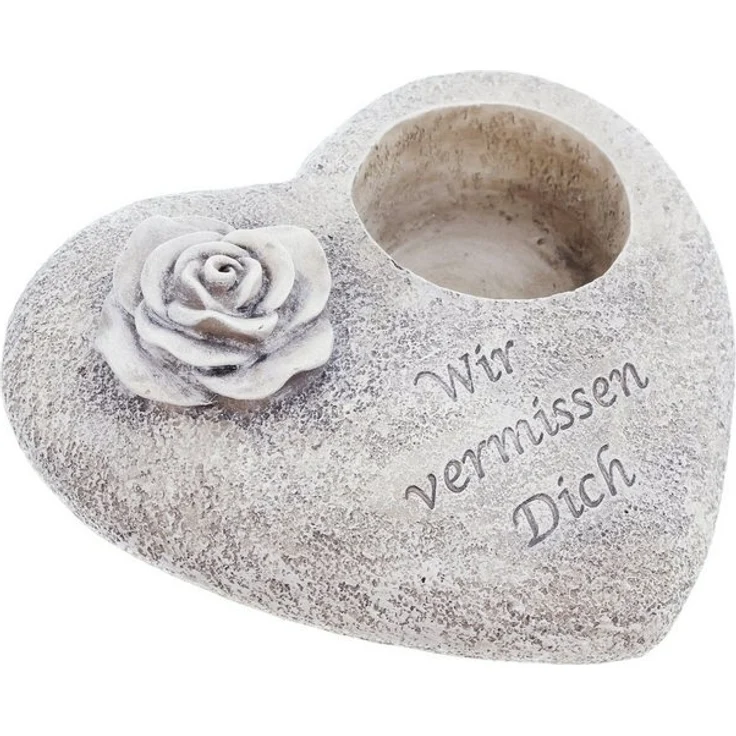 Grabschmuck Herz Liebe Deko Garten Tisch für Grab Kerze "Wir vermissen Dich" – Bild 4