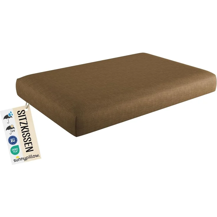 sunnypillow Palettenkissen mit abnehmbarem Bezug UV - beständig Outdoor wasserdicht Kaltschaum Palettenauflage Palettenpolster Palettensofa Sitzkissen 120 x 80 x 15 cm Braun – Bild 1