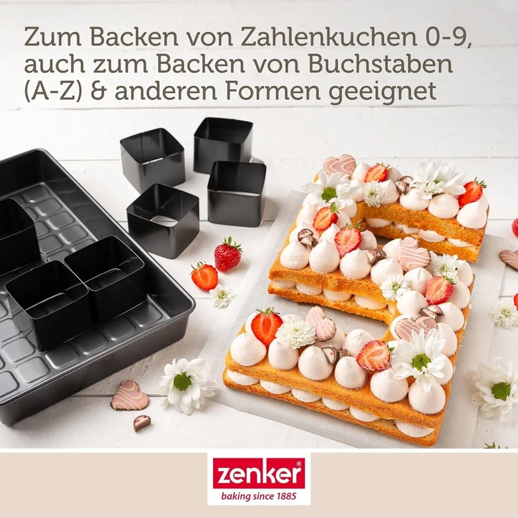 Zenker Springform Backform-Set für Zahlen und Buchstaben, Kuchenformen, 9-teilig – Bild 5