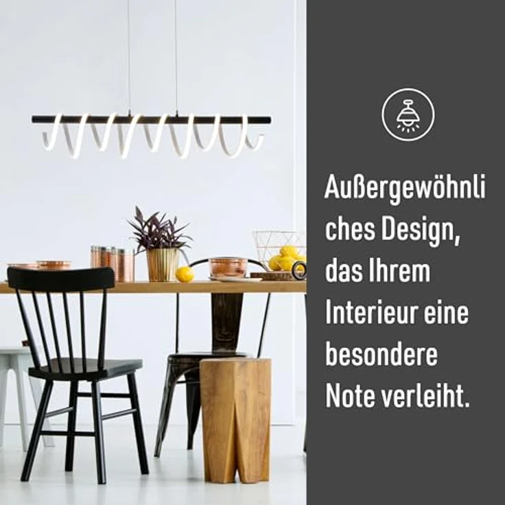 Näve LED-Pendelleuchte Belleza 100 cm, dimmbare Pendelleuchte mit warmweißer Beleuchtung und Höhe 150 cm – Bild 3