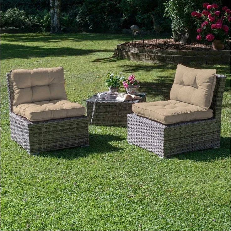 Beautissu Sitzkissen Lounge Kissen Outdoor Rückenkissen Flair LK, 50x40x12cm, Beige, 50x40x12 cm – Wetterfest Schmutzabweisend Polster für Gartenmöbel – Bild 2