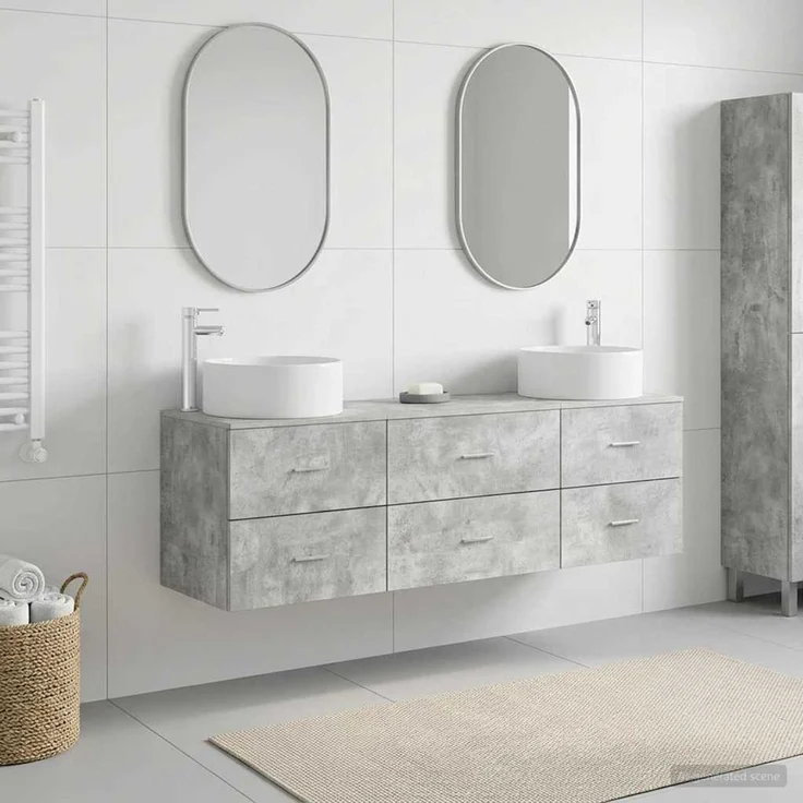 vidaXL Badezimmerschrank-Set 3 stk. Betongrau 161,5 x 44,5 x 80 cm 3405942 – Bild 1