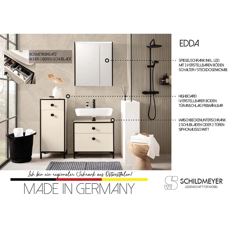 Schildmeyer Highboard Edda, Breite 40,3 cm, eine Tür & eine Schublade, Made in Germany – Bild 5