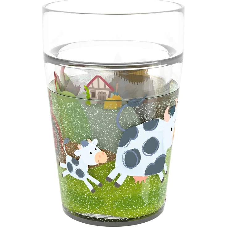 HABA Glitzerbecher Bauernhof – Kinderbecher mit funkelndem Glitzer-Effekt, perfekt für Wasser, Saft & Tee, Praktisch für kleine Hände – 2012447002 – Bild 5