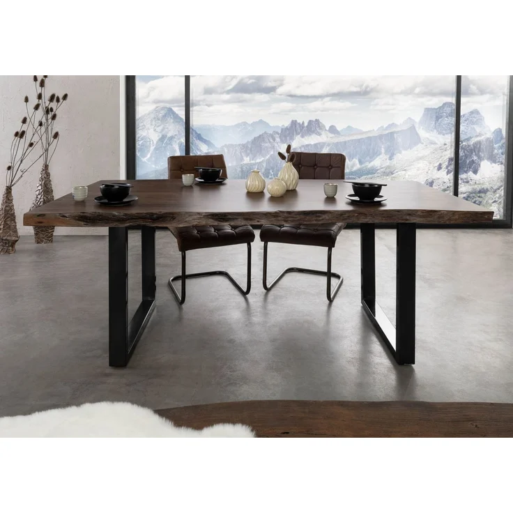 Baumtisch Akazie 200x100x77 grau lackiert / U-Beine anthrazit glänzend FREEFORM 5 – Bild 5