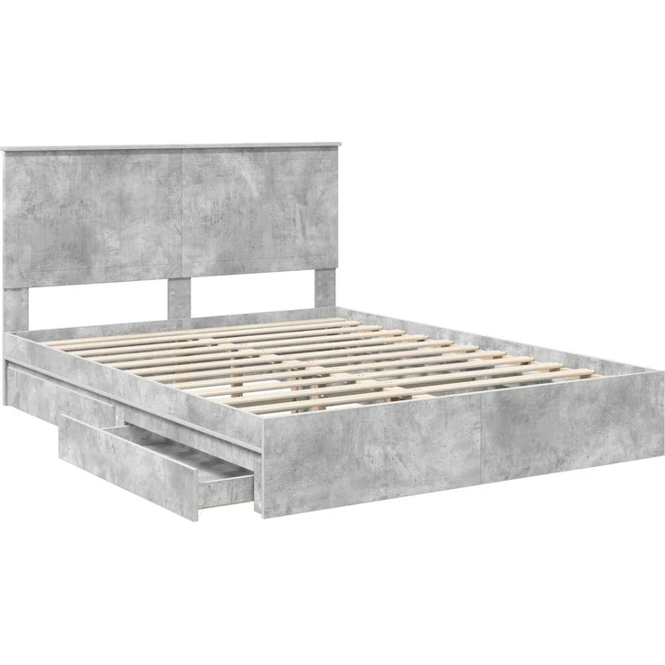 vidaXL Aufbewahrungsbett Beton Grau 150 x 200 cm Holzwerkstoff 3411197 – Bild 4