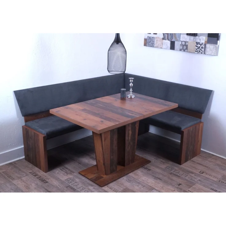 MSZ Design Eckbank Eckbankgruppe Essgruppe MILANO 185 x 150 cm Old Wood Vintage Altholz-Optik – Bild 3