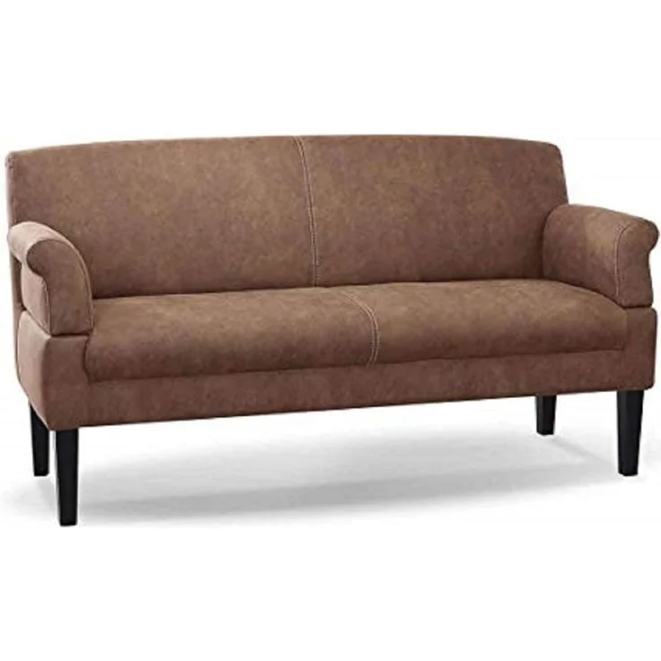 CAVADORE 3-Sitzer Küchensofa Malm, Sitzbank für Küche oder Esszimmer in Lederoptik, Inkl. Armteilverstellung, Federkern und moderner Kontrastnaht, 182 x 97 x 78, Mikrofaser: hellbraun – Bild 1