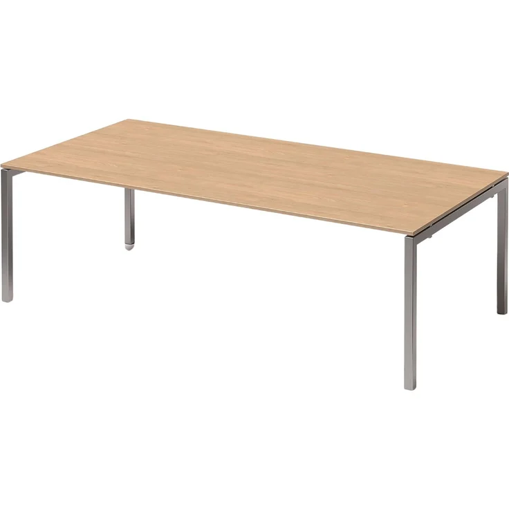 Bisley Cito Konferenztisch höhenverstellbar 240x120 cm, Tischplatte in Ahorn, U-Gestell in Silber - Besprechungstisch & Meetingtisch, großer Chef Schreibtisch XXL-Tisch, DUH2412-MP-355 – Bild 1