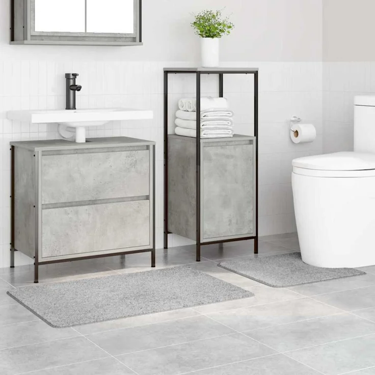 vidaXL Anti-Rutsch Badematten-Set 2 pcs Grau PP 4019855 – Bild 3