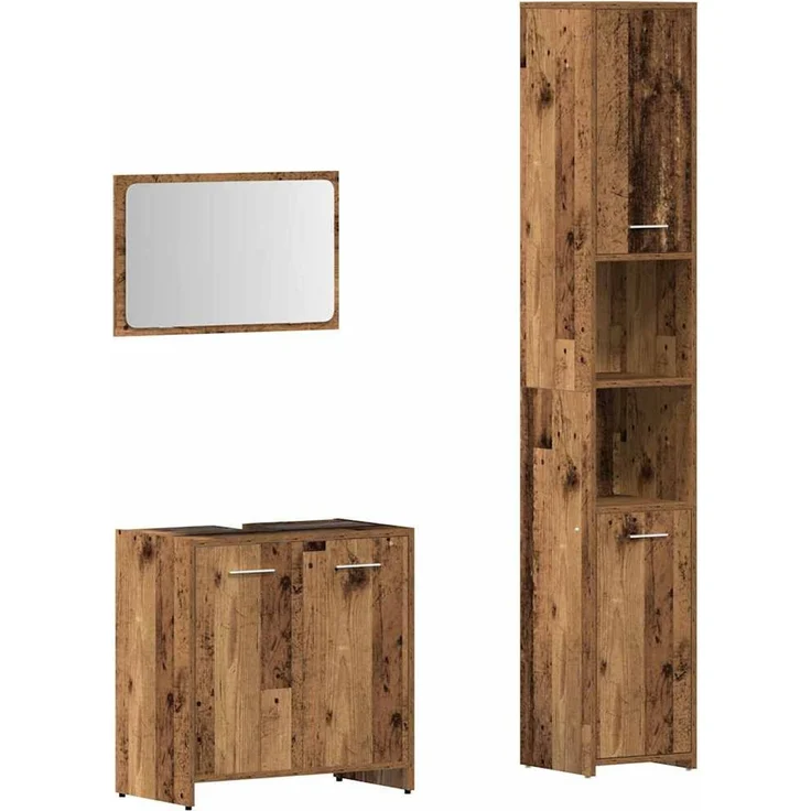 vidaXL 3-tlg. Badmöbel-Set Altholz-Optik Holzwerkstoff 3328561 – Bild 2
