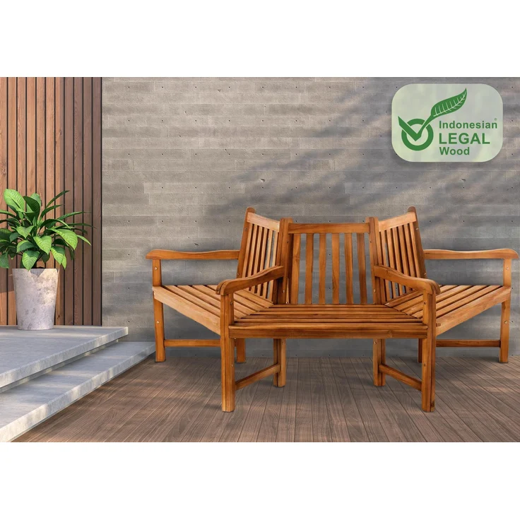 Baumbank HANIM - Holz Teak 200x100x90 cm | Halbrunde Sitzbank Mit Lehne Baumbank Gartenbank Für Baum – Bild 2