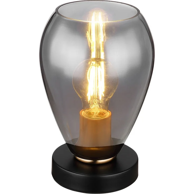 Tischleuchte, Metall schwarz, Glas rauch, H 23,5 cm – Bild 7