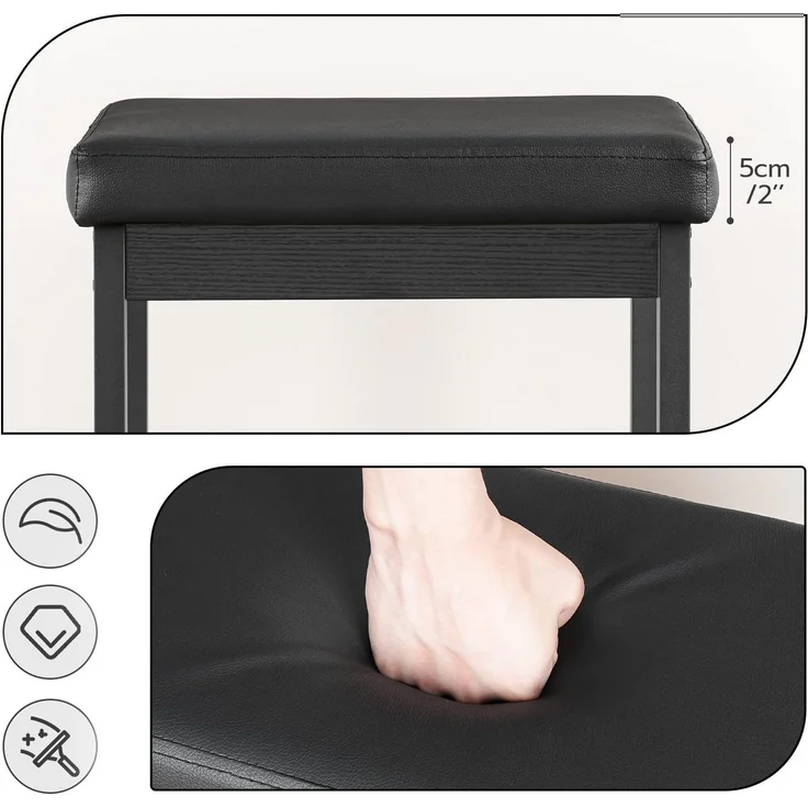 Hoobro BARHOCKER Schwarz Barstuhl Küchenhocker (H 63 x T 63 x B 40 cm) – Bild 5